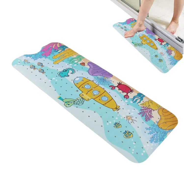 Baby Bath Mat Non Slip Cartoon Pattern Extra Long Kids Bathtub Mat 40 X 16 Inch Machine Washable Toddler Baby Bathtub Mat With