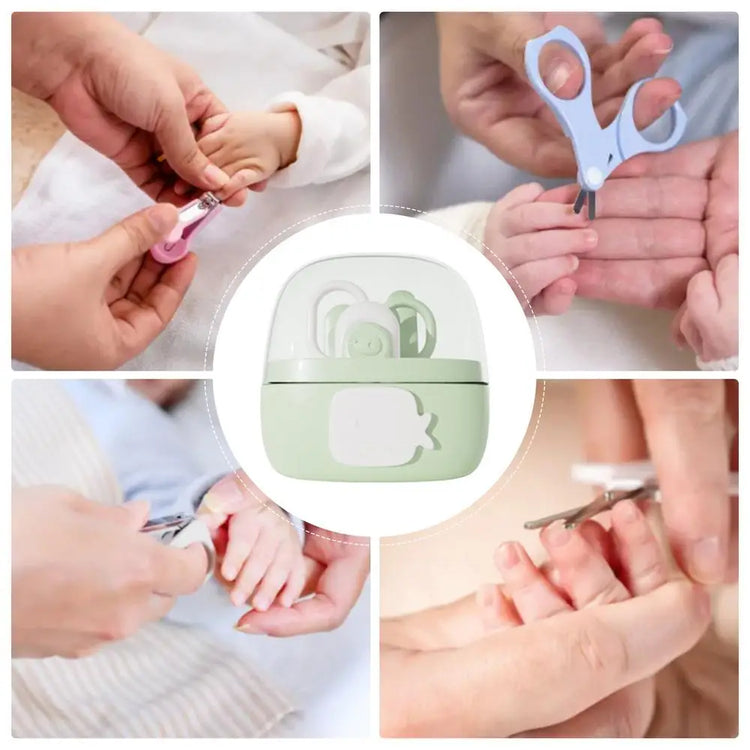 Baby Nail Kit 4-in-1 Cartoon Fingernail Clippers Grooming Care Nail Scissors Set Manicure Care Safe Clippers Scissors File