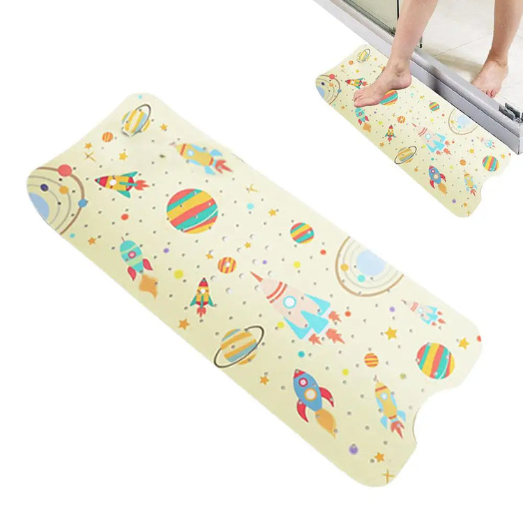 Baby Bath Mat Non Slip Cartoon Pattern Extra Long Kids Bathtub Mat 40 X 16 Inch Machine Washable Toddler Baby Bathtub Mat With