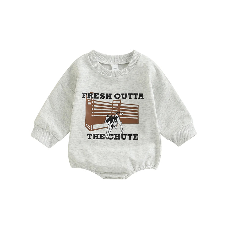 Lioraitiin 0–18M Infant Baby Girl Boy Autumn Jumpsuit – Letter & Cow Print Long Sleeve Round Neck Bodysuit