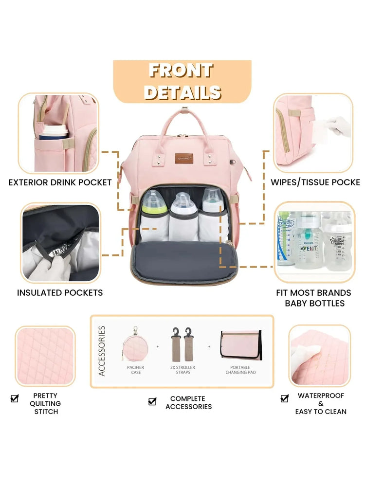 Diaper Bag Backpack With Changing Pad Pacifier Case, Baby Bag for Boy Girl Toddler Waterproof Travel Diaper Bag for Mom