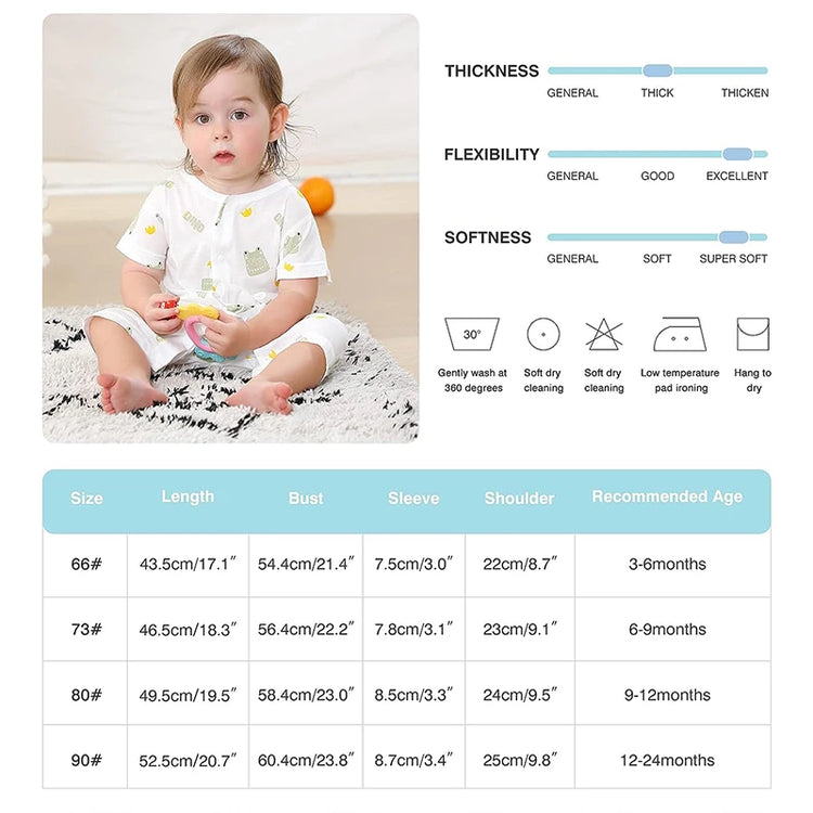 MICHLEY 3pcs Baby Short-Sleeve Rompers & Long-Sleeve Jumpsuit Bodysuit – Soft White Cartoon Infant Clothes Overalls for Boys & Girls
