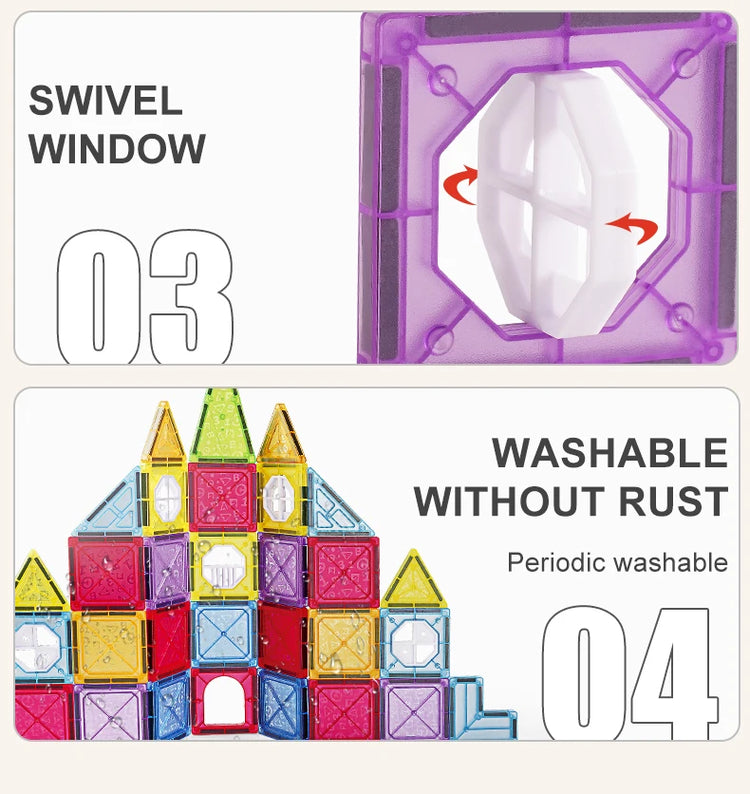 Colorful 3D Magnetic Building Blocks for Kids – Educational DIY STEM Toys to Enhance Fine Motor Skills, Creative Magnet Bricks for Toddlers & Children Ages 3+