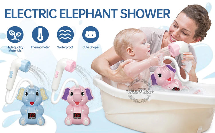 Baby Bath Toys Bath Shower with Shower Thermometer Electric Elephant Water Spray Water Toys for Kids Tathtub Toys for Toddlers