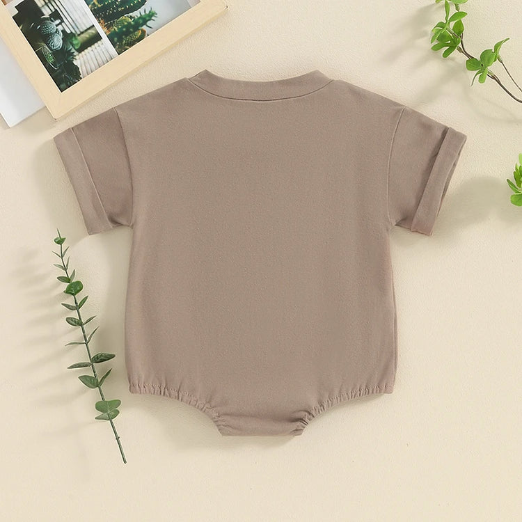 Lioraitiin 0–18M Baby Boy Girl Romper – Round Neck Cow Embroidery Short Sleeve Jumpsuit, Infant Summer Outfit