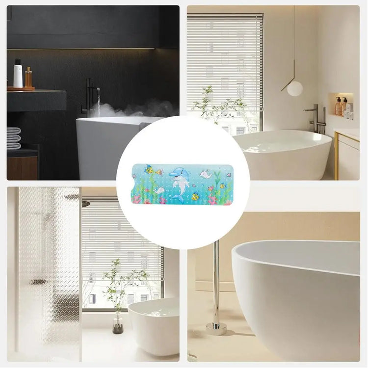 Baby Bath Mat Non Slip Cartoon Pattern Extra Long Kids Bathtub Mat 40 X 16 Inch Machine Washable Toddler Baby Bathtub Mat With