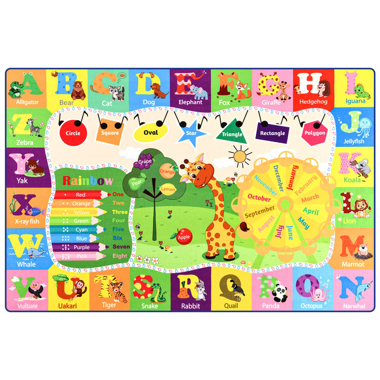 Large Dinosaur Play Mat for Kids – Soft Non-Slip Rug with Letters & Animal Print for Boys’ Bedroom or Playroom | Foldable, Washable, Early Learning Carpet