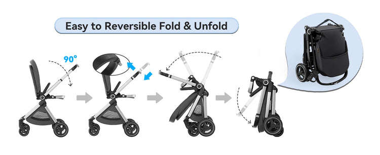 EMU Reversible Baby Stroller with Reversible Seat Full-Size Infant Stroller with Full Recline Cockpit Compact Foldable Pram Carr