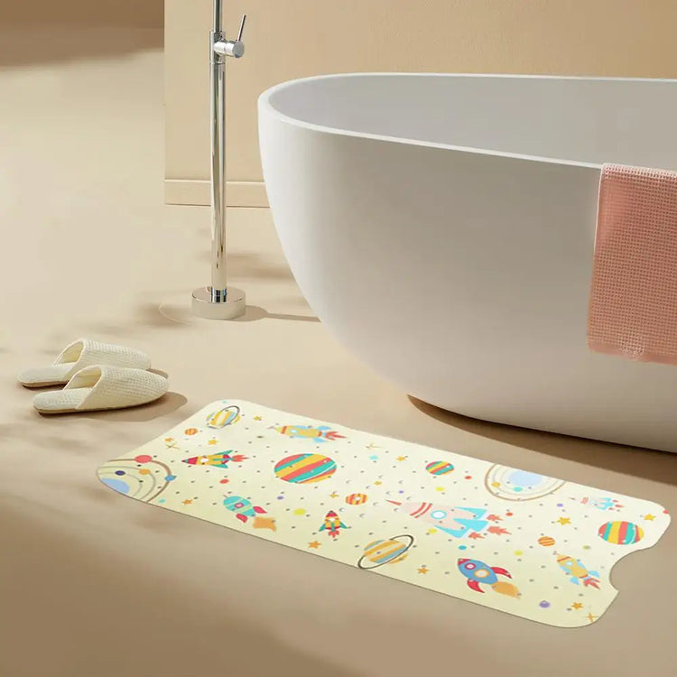 Baby Bath Mat Non Slip Cartoon Pattern Extra Long Kids Bathtub Mat 40 X 16 Inch Machine Washable Toddler Baby Bathtub Mat With