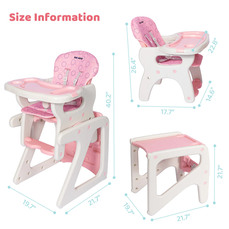 Foldable 2-in-1 Baby High Chair with Table & Footrest – ASTM & CPC Certified Feeding Seat with Removable Double Tray, Adjustable Backrest & Washable Cushion