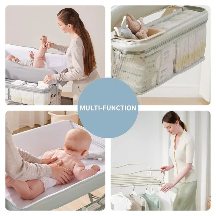 Portable Baby Changing Table Waterproof Changing Table Pad Topper, Mobile Nursery Organizer for Newborn Essentials (Grey)
