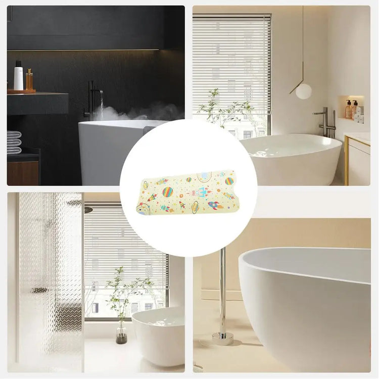 Baby Bath Mat Non Slip Cartoon Pattern Extra Long Kids Bathtub Mat 40 X 16 Inch Machine Washable Toddler Baby Bathtub Mat With