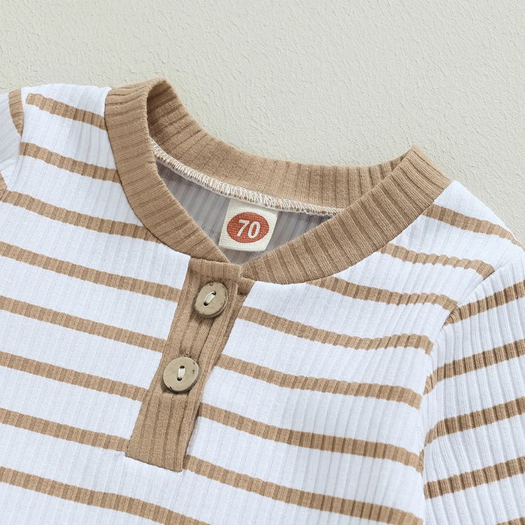 Citgeett Autumn Infant Baby Boy Outfit – Long Sleeve Striped Romper & Pants 2-Piece Fall Warm Clothes Set