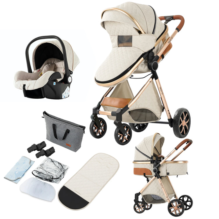 Lightweight 3-in-1 Baby Stroller with Isofix | High Landscape Travel System for Newborns to 6 Years