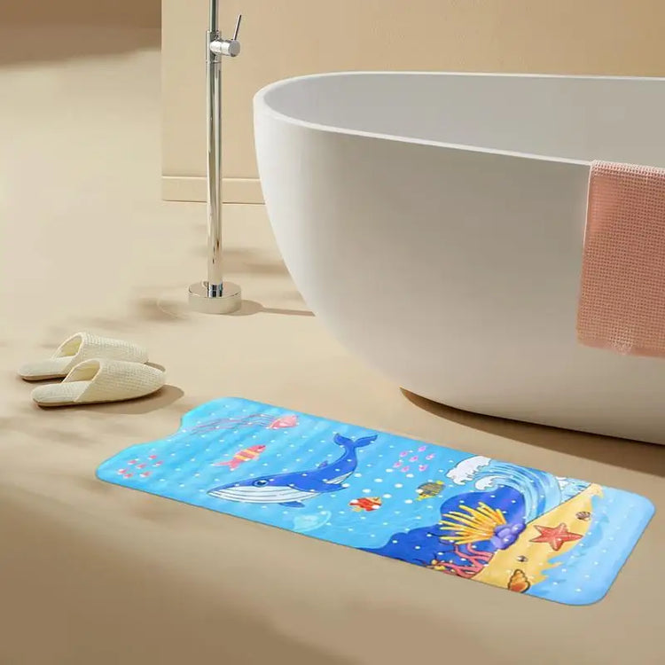Baby Bath Mat Non Slip Cartoon Pattern Extra Long Kids Bathtub Mat 40 X 16 Inch Machine Washable Toddler Baby Bathtub Mat With