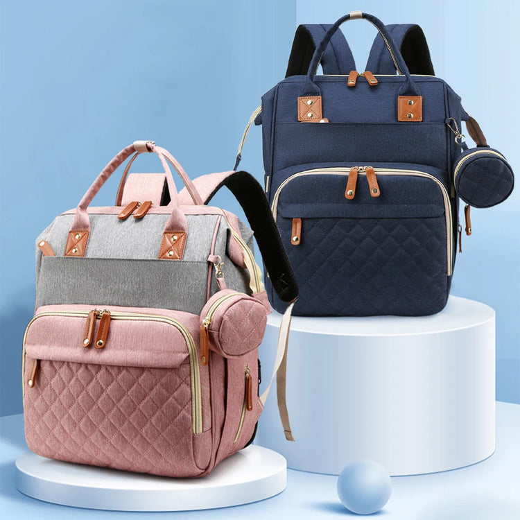 Portable Foldable Baby Travel Bed & Diaper Bag – Large Capacity Mommy Backpack with Changing Station & Infant Carrier (Fashionable & Lightweight)
