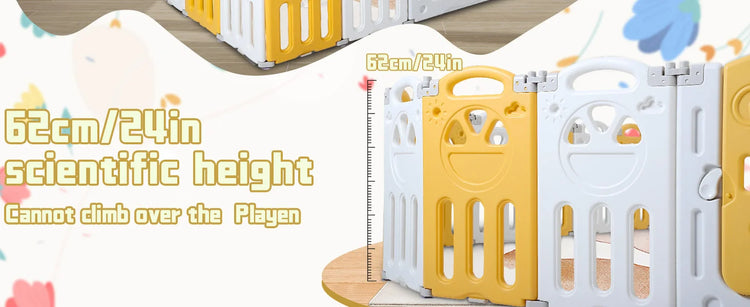 Babycare Playpen, Foldable Playpen with 14 Panels for Babies and Toddlers, Adjustable Baby Fence, Safety Play Yard with Gates fo