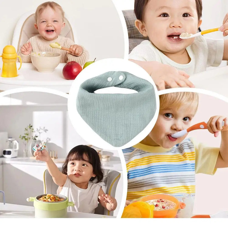 Toddler Bandana Bibs Absorbent Cotton Triangle Teething Bib Toddle Drooling Bibs Solid Color Toddler Drool Bibs for Feeding