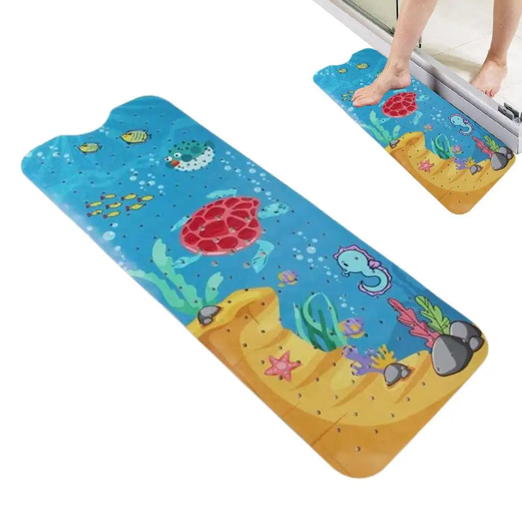 Baby Bath Mat Non Slip Cartoon Pattern Extra Long Kids Bathtub Mat 40 X 16 Inch Machine Washable Toddler Baby Bathtub Mat With