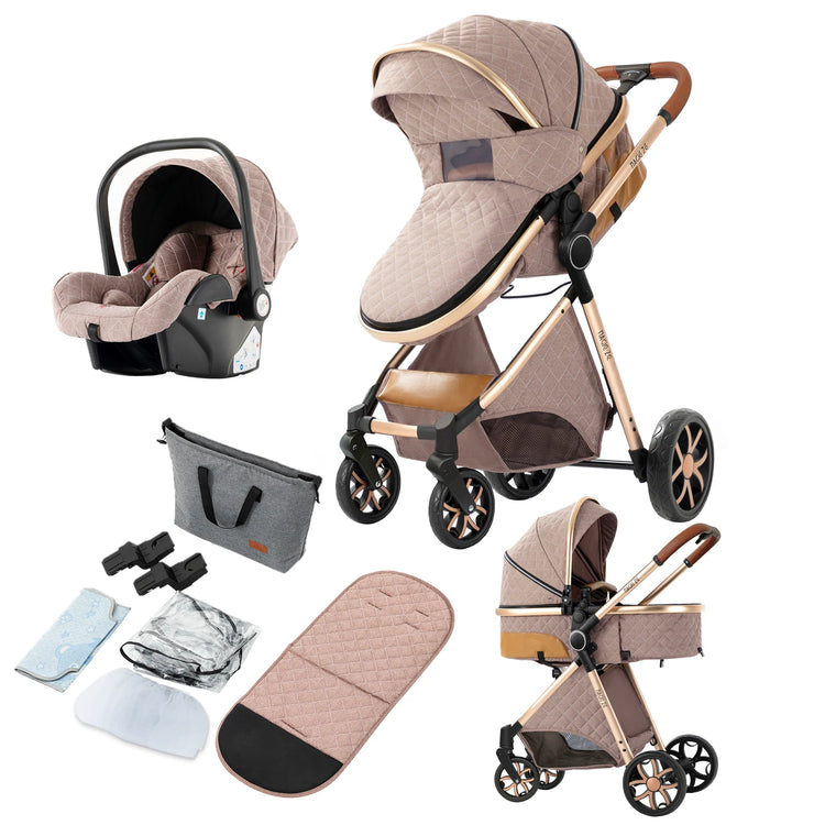 Lightweight 3-in-1 Baby Stroller with Isofix | High Landscape Travel System for Newborns to 6 Years
