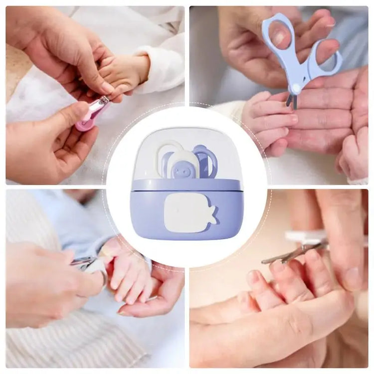Baby Nail Kit 4-in-1 Cartoon Fingernail Clippers Grooming Care Nail Scissors Set Manicure Care Safe Clippers Scissors File