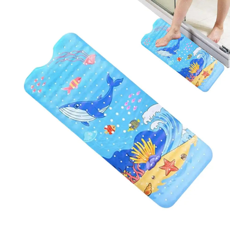 Baby Bath Mat Non Slip Cartoon Pattern Extra Long Kids Bathtub Mat 40 X 16 Inch Machine Washable Toddler Baby Bathtub Mat With