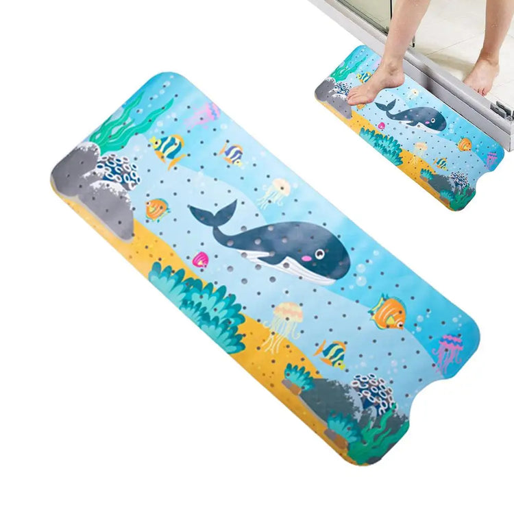 Baby Bath Mat Non Slip Cartoon Pattern Extra Long Kids Bathtub Mat 40 X 16 Inch Machine Washable Toddler Baby Bathtub Mat With