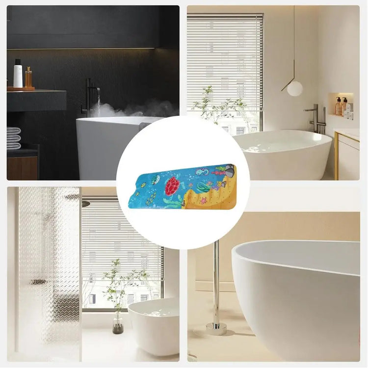 Baby Bath Mat Non Slip Cartoon Pattern Extra Long Kids Bathtub Mat 40 X 16 Inch Machine Washable Toddler Baby Bathtub Mat With