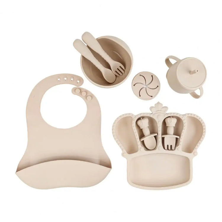9Pcs Silicone Baby Feeding Set – Suction Bowl, Divided Plate, Bib, Fruit Feeder, Spoons, Forks, Sippy Cup & Utensils – BPA-Free Tableware Gift for Newborns & Toddlers