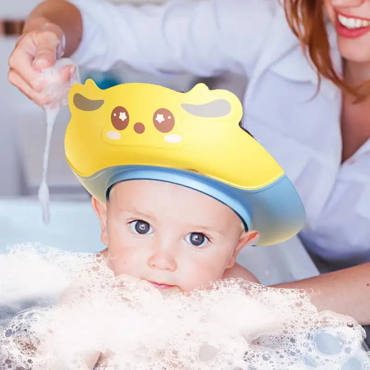 Silicone Baby Shower Cap Silicone Shower Cap Bathing Protection Wash Hair Shield Cartoon Shower Hats Eye And Ear Protection