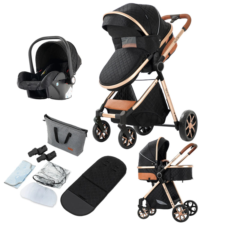 Lightweight 3-in-1 Baby Stroller with Isofix | High Landscape Travel System for Newborns to 6 Years