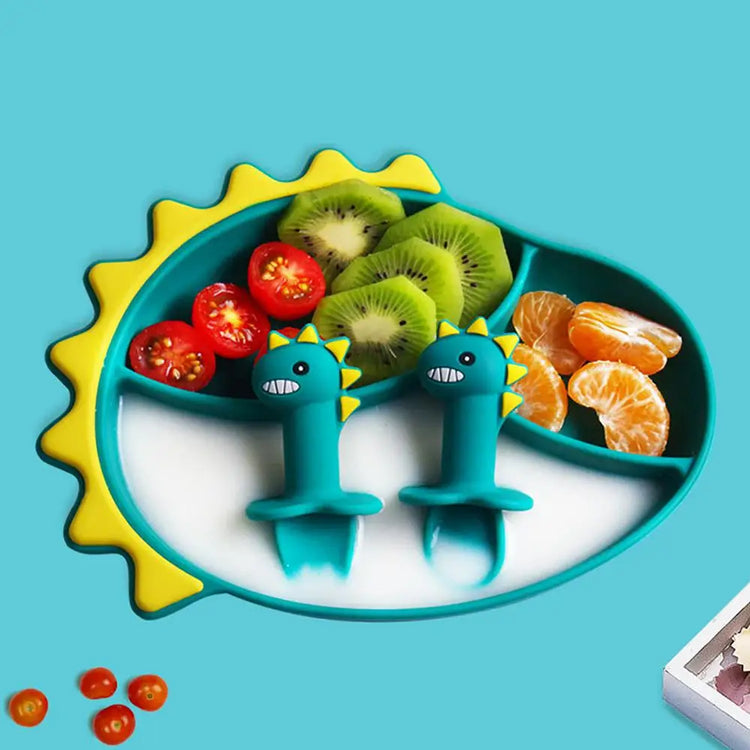 Toddler Plate Set Cartoon Kids Plates And Utensils Set Toddler Feeding Tableware Including Plate Bibs Spoon And Fork For Boys