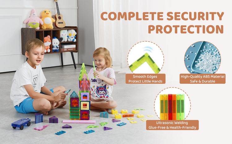 Magnetic Building Blocks Set – 121PCS Magnetic Tiles with Car Bases & Numbers, Construction Puzzle Toys for Kids, Montessori STEM Gifts for Boys & Girls Ages 3+