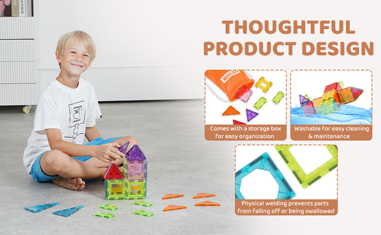 SucceBuy 32PCS Magnetic Tiles Building Blocks – STEM Educational Toys for Kids Ages 3–8 | Creative Sensory Stacking Set for Boys & Girls