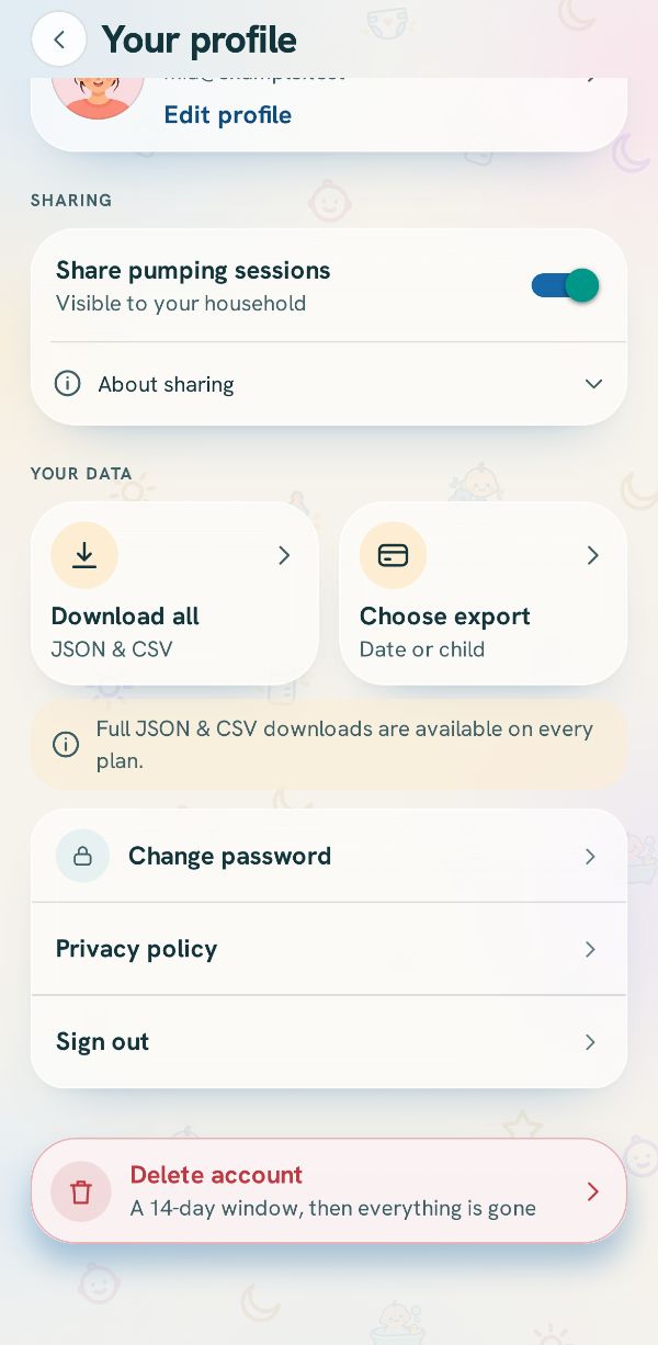 Your data, with Download all