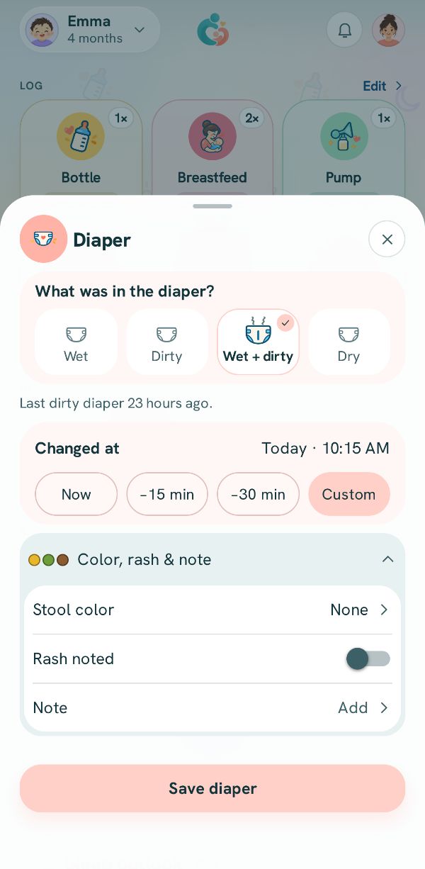 Color, rash and note opened