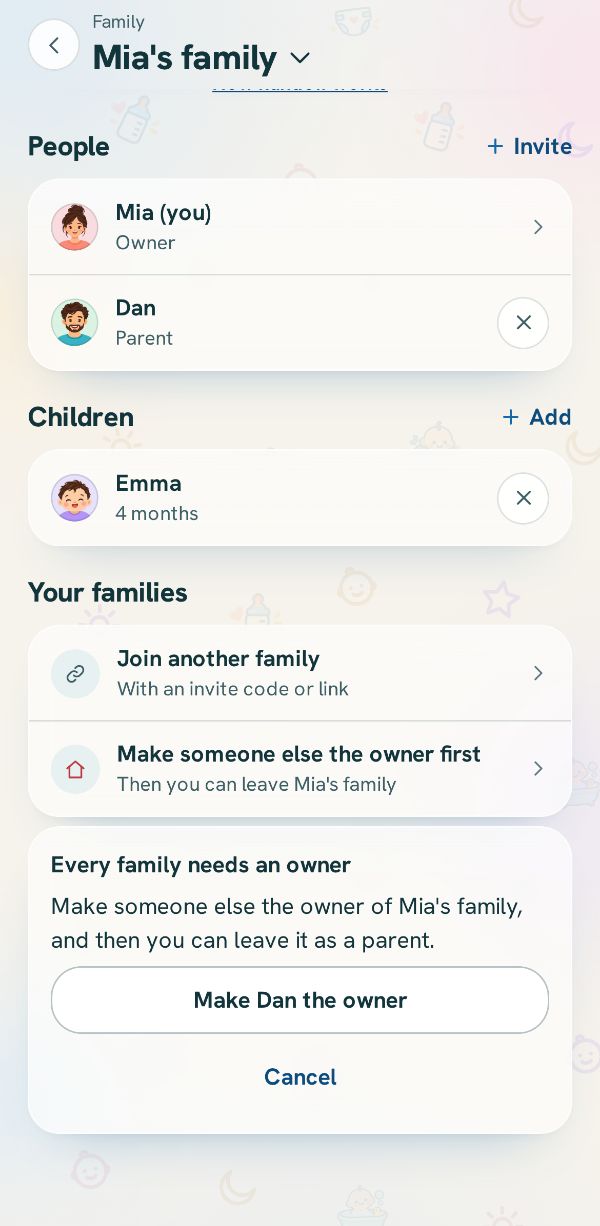 Choosing who owns the family next