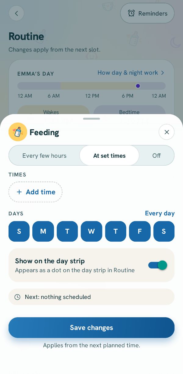Feeding at set times