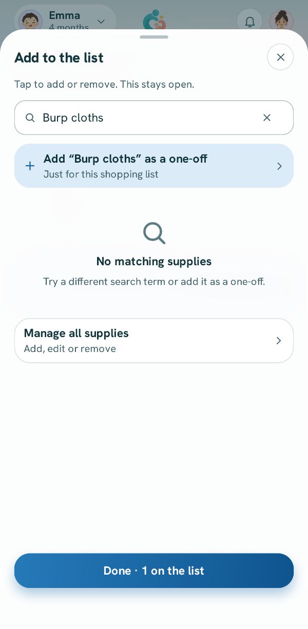 Adding a one-off item