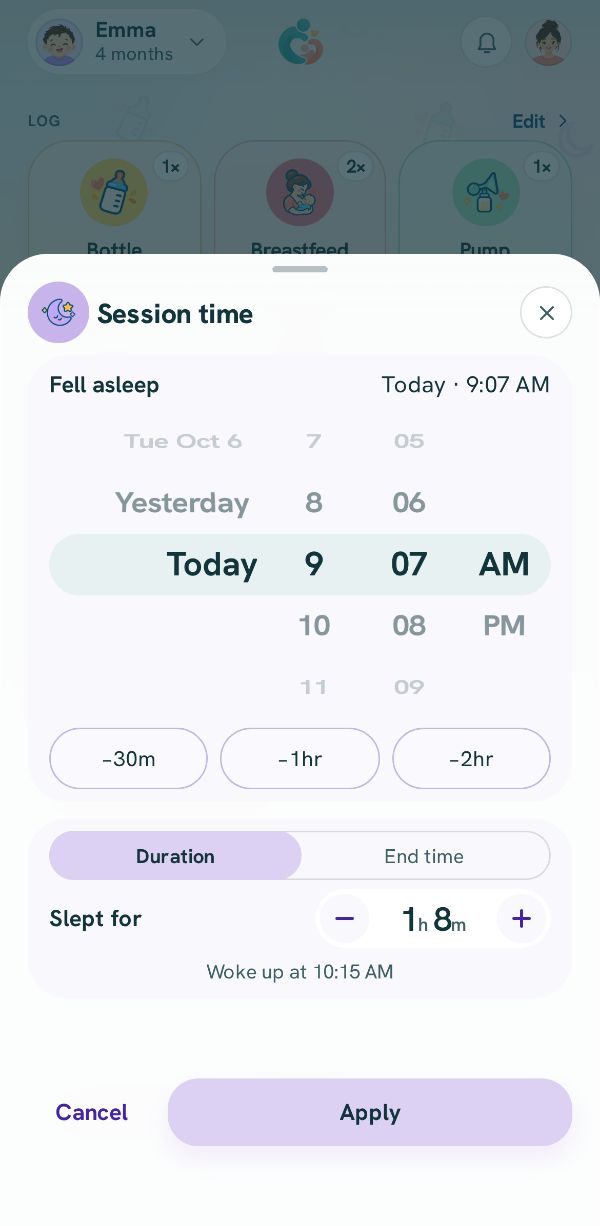 Setting a session's start and length