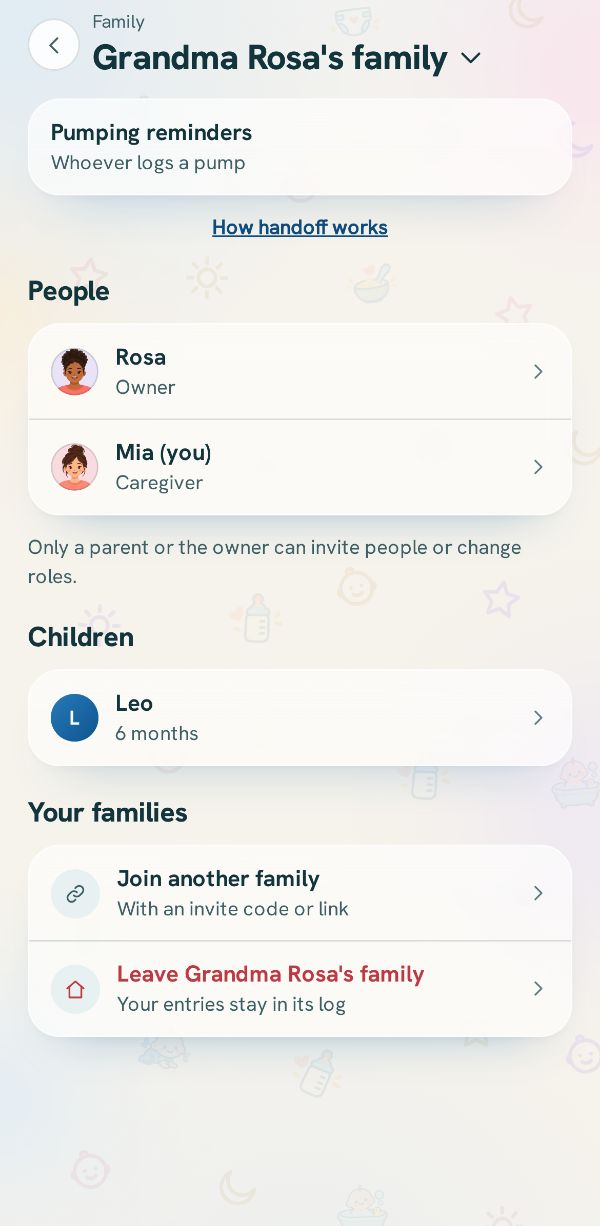 Family, showing the family just joined