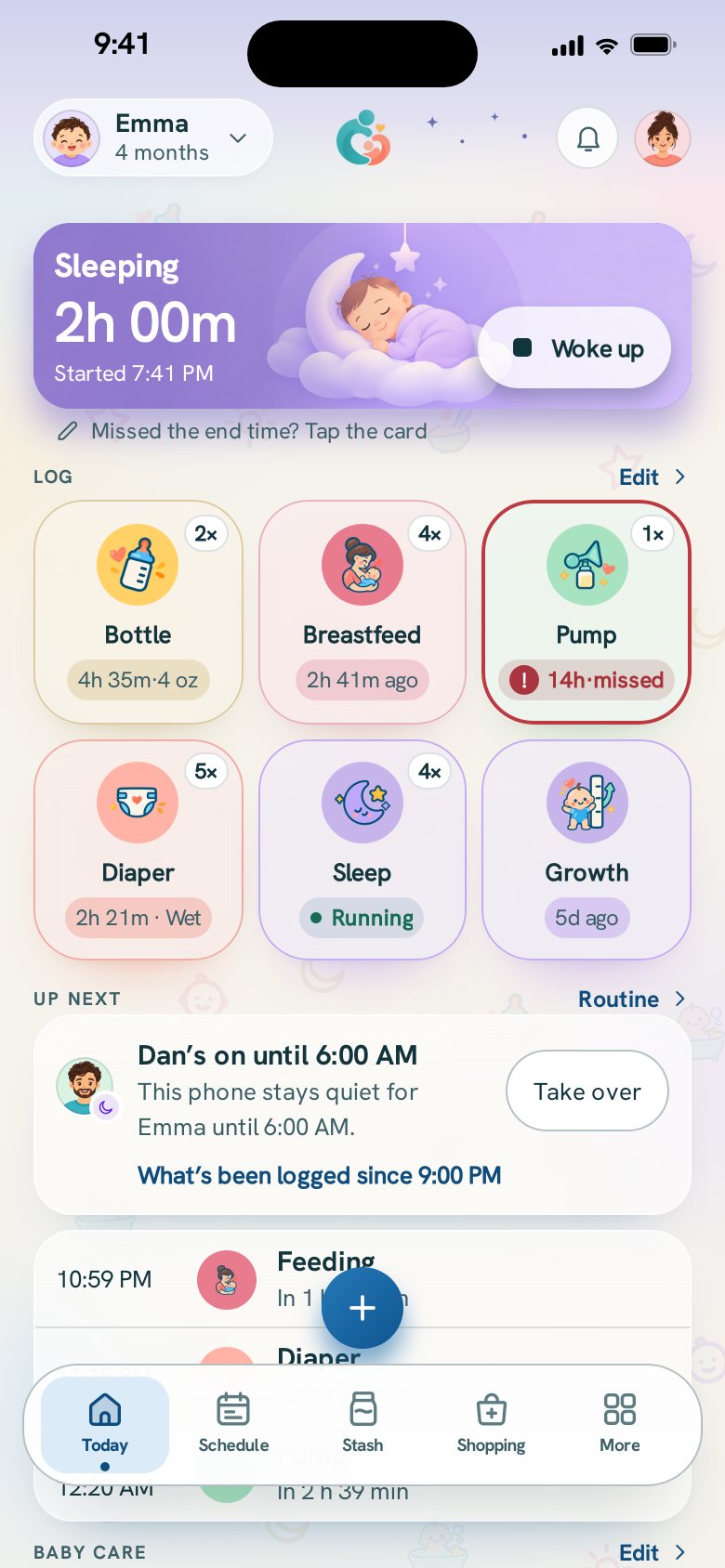 Today in the evening: Dan’s on until 6:00 AM, so this phone stays quiet while the baby sleeps.