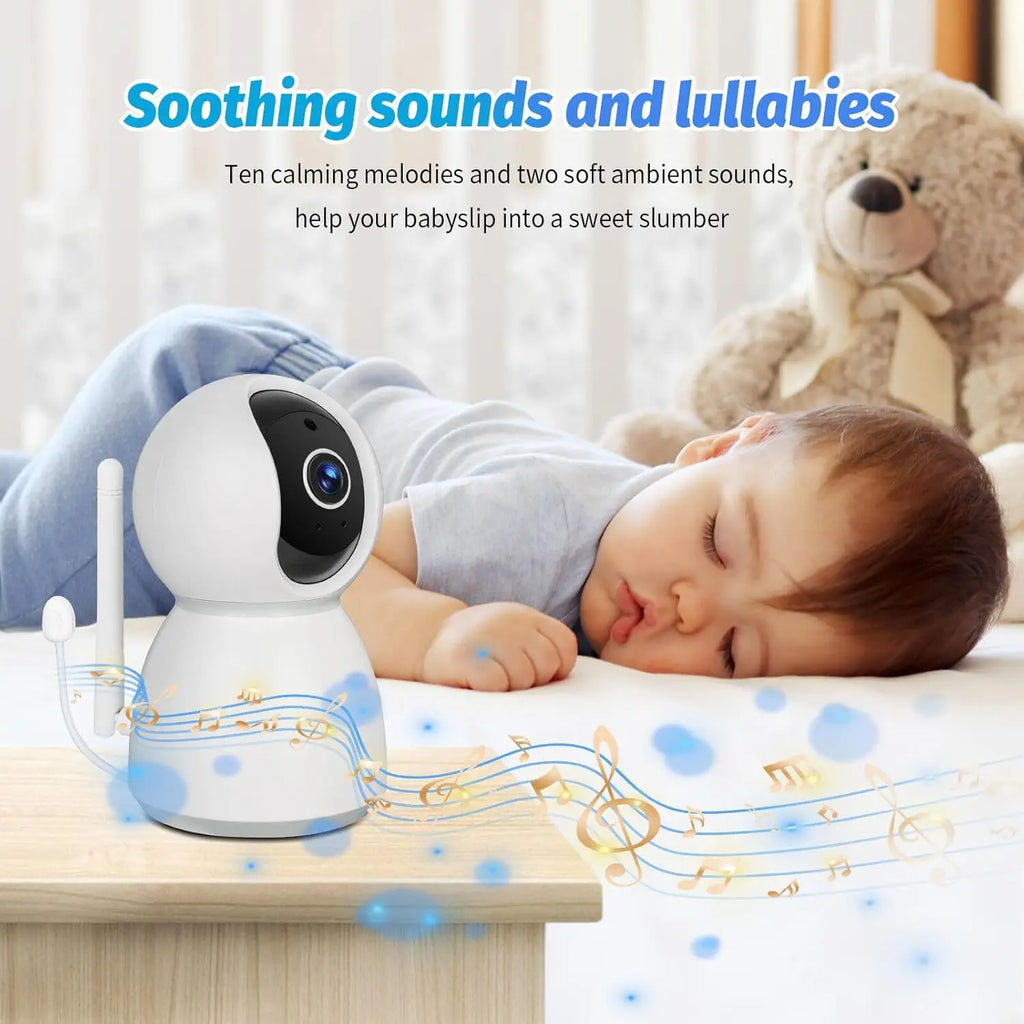 Baby Monitor Camera Audio 5 Inch Screen 28 Hours Battery Video Camera Night Vision 2-Way Talk Lullabies Baby Nanny Security Cam