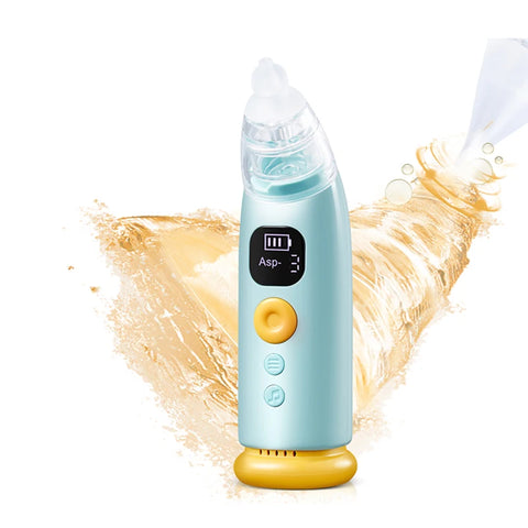 Electric Baby Nose Vacuum Cleaner – Adjustable Nasal Aspirator for Infants & Toddlers, Rechargeable with HD Display, Music & Lights, 3 Silicone Nozzles & Suction Levels