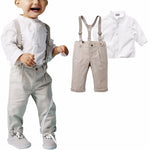 Bobora Baby Boy Toddler 2-Piece Set – Formal Shirt & Bib Pants for Wedding, Party & Daily Wear (Spring/Autumn)