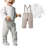 Bobora Baby Boy Toddler 2-Piece Set – Formal Shirt & Bib Pants for Wedding, Party & Daily Wear (Spring/Autumn)