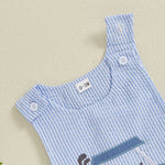 Lioraitiin Baby Boys Sleeveless Romper – Striped Golf Cart Embroidery Summer Jumpsuit for Casual Daily Wear (0-1 Years)