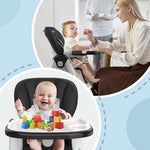 Sejoy Adjustable Baby High Chair with 5-Point Harness 3-Tier Tray & Wheels CE/CPC Certified Children's Dining Chair