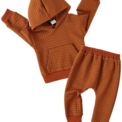 Toddler Baby Boys Clothes Plaid Hoodie Sweatshirt Tops + Long Pants 2PCS Outfit Set – Casual Sporty Style