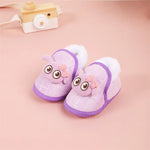 Adorable Baby Girls Plush Shoes with Cute Cartoon Design Big Eyes Warm Fleece Lining Non-Slip Sole for First Steps